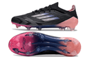 Chuteira Adidas F50 FG Elite Preta e Azul, com design elegante e tecnologia avançada para desempenho em campo.