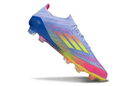 Chuteira Adidas F50 FG Elite Roxa, Rosa e Verde para desempenho esportivo com design inovador.