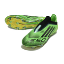 Chuteira Adidas F50 FG Elite Sparkfusion Verde e Preta com design moderno e tecnologia avançada para desempenho em campo.
