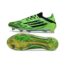 Chuteira Adidas F50 FG Elite Sparkfusion Verde e Preta, ideal para velocidade e controle em campo.