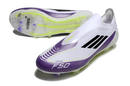 Chuteira Adidas F50 LL FG Branca, Roxa e Preto para performance em campo com design inovador e tecnologia FG.