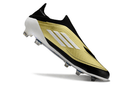Chuteira Adidas F50 LL FG - Dourada e Branca com design inovador e tecnologia de ponta para desempenho em campo.