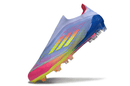 Chuteira Adidas F50 LL FG - Roxa, Rosa e Verde com design vibrante para desempenho em campos naturais.