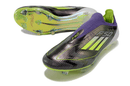 Chuteira Adidas F50 LL FG - Roxa e Verde com design vibrante e tecnologia avançada para performance em campo.