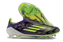 Chuteira Adidas F50 LL FG - Roxa e Verde com tecnologia de ponta e design vibrante em campo.