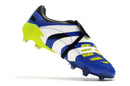 Chuteira Adidas Predator Accelerator FG - Azul e Verde, modelo em destaque, design inovador em azul e verde.