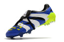 Chuteira Adidas Predator Accelerator FG - Azul e Verde com detalhes em azul e verde, ideal para jogadores de futebol.