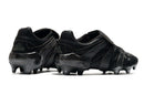 Chuteira Adidas Predator Accelerator FG - Preta, modelo em preto com detalhes em cinza, ideal para gramados.