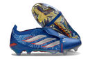 Chuteira Adidas Predator Elite FG 26 - Azul e Vermelha com design inovador e tecnologia Controlskin bem visível.
