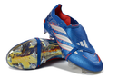 Chuteira Adidas Predator Elite FG 26 - Azul e Vermelha, com design inovador e tecnologia Controlskin.