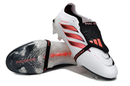 Chuteira Adidas Predator Elite FG 26 - Branca, Preta e Vermelha com design tricolor e tecnologia Controlskin.