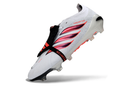 Chuteira Adidas Predator Elite FG 26 - Branca, Preta e Vermelha destacando design e tecnologia Controlskin.