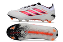 Chuteira Adidas Predator Elite FG 26 - Branca, Preta e Vermelha vista lateral e inferior destacando design e tecnologia.
