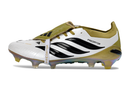 Chuteira Adidas Predator Elite FG 26 - Branca, Vermelha e Preta: Design elegante e tecnologia avançada.