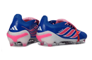 Chuteira Adidas Predator Elite FG 26 - "Finishers Steel" Azul e Rosa, ideal para controle e precisão no campo.