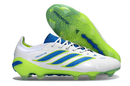 Chuteira Adidas Predator Elite FG 26 - "Finishers Steel" - Branca e Amarela com design moderno e sola FG.