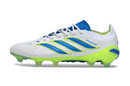Chuteira Adidas Predator Elite FG 26 - "Finishers Steel" - Branca e Amarela, modelo em destaque.