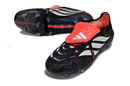 Chuteira Adidas Predator Elite FG 26 - "Finishers Steel" Preta e Branca com detalhes em vermelho.