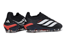 Chuteira Adidas Predator Elite FG 26 - "Finishers Steel" Preta e Branca com design aerodinâmico.