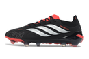 Chuteira Adidas Predator Elite FG 26 - Preta e Branca com detalhes em vermelho, ideal para desempenho profissional.