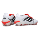 Chuteira Adidas Predator Elite FG 26 Tongue - Branca e Preta, modelo de futebol com design inovador e controle superior.