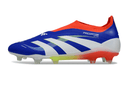Chuteira Adidas Predator Elite FG LL - Azul, Vermelha e Amarela com design tricolor vibrante.
