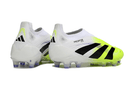 Chuteira Adidas Predator Elite FG - Branca e Amarela, design avançado em campo com estilo vibrante.