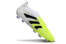 Chuteira Adidas Predator Elite FG - Branca e Amarela com design vibrante e tecnologia de ponta.