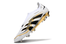 Chuteira Adidas Predator Elite FG - Branca e Dourada "Teamgeist" com design premium e performance de elite.