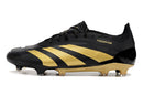 Chuteira Adidas Predator Elite FG - Dourada e Preta com design luxuoso e tecnologia avançada para desempenho em campo.