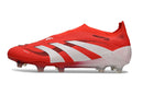 Chuteira Adidas Predator Elite FG Laceless - Vermelha e Branca com design moderno e tecnologia avançada.