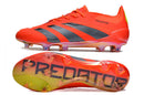 Chuteira Adidas Predator Elite FG - Laranja e Cinza em detalhe, destacando design vibrante e moderno.