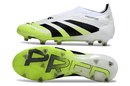 Chuteira Adidas Predator Elite FG LL - Branca e Amarela, design vibrante e tecnologia avançada para desempenho em campo.