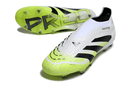 Chuteira Adidas Predator Elite FG LL - Branca e Amarela com design vibrante e tecnologia avançada para desempenho em campo.
