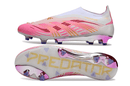 Chuteira Adidas Predator Elite FG LL - Rosa com design vibrante e tecnologia avançada para desempenho em campo.