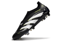 Chuteira Adidas Predator Elite FG - Preta e Amarela em ângulo, destacando design arrojado e tecnologia de ponta.