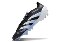 Chuteira Adidas Predator Elite FG - Preta e Azul Ed. "Bellingham" com design moderno e sofisticado.