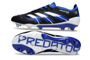 Chuteira Adidas Predator Elite FG - Preta e Azul com design moderno e tecnologia de controle de bola.