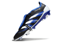 Chuteira Adidas Predator Elite FG Tongue Preta e Azul com design arrojado e tecnologia de ponta.