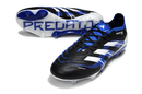 Chuteira Adidas Predator Elite FG - Preta e Azul com design icônico e tecnologia de controle para futebol.