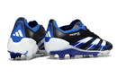 Chuteira Adidas Predator Elite FG - Preta e Azul, modelo de futebol com design moderno e performance aprimorada.
