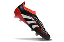Chuteira Adidas Predator Elite FG - Preta e Vermelha com design arrojado e agressivo para desempenho em campo.