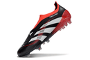 Chuteira Adidas Predator Elite FG - Preta e Vermelha com design arrojado e tecnologia avançada para desempenho em campo.