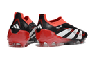 Chuteira Adidas Predator Elite FG - Preta e Vermelha, design preto e vermelho, futebol, máxima performance em campo.