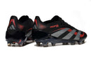 Chuteira Adidas Predator Elite FG - Preta e Vermelha vista traseira com design em preto e vermelho.