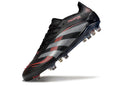 Chuteira Adidas Predator Elite FG - Preta e Vermelha com design moderno e detalhes em vermelho e preto.
