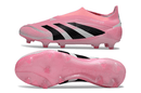 Chuteira Adidas Predator Elite FG LL - Rosa com design vibrante e tecnologia de ponta para desempenho em gramados naturais.