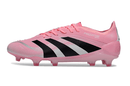 Chuteira Adidas Predator Elite FG - Rosa e Preta em cor rosa com detalhes em preto e branco, ideal para controle em campo.