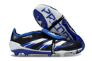 Chuteira Adidas Predator Elite FG Tongue Preta e Azul com design moderno e tecnologia para desempenho em campo.