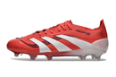 Chuteira Adidas Predator Elite FG - Vermelha e Branca com design arrojado e tecnologia avançada para desempenho em campo.